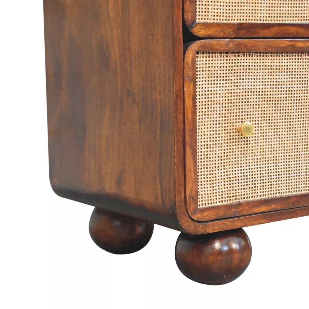 Nordic Style Chest Of Drawers - Chestnut & Rattan 3 Drawer Storage Chest Unit-Made to order