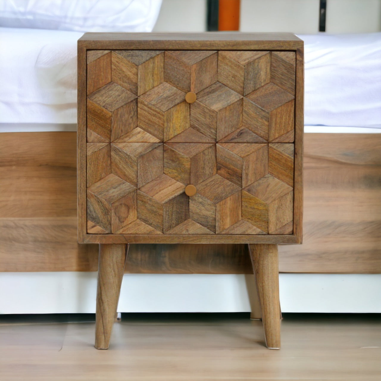 Cube Carved Bedside