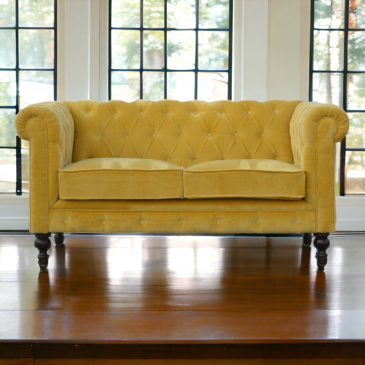 Mustard Velvet Chesterfield Sofa