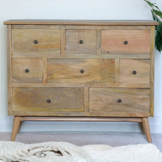 Oak-ish Solid Wood 8 Drawer Chest