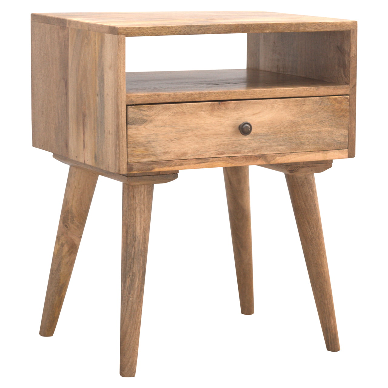 Nordic Style Bedside Table natural handmade solid Mango Wood mid century