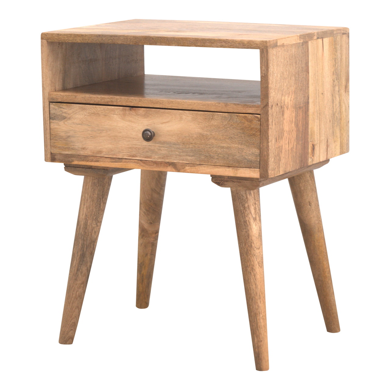 Nordic Style Bedside Table natural handmade solid Mango Wood mid century