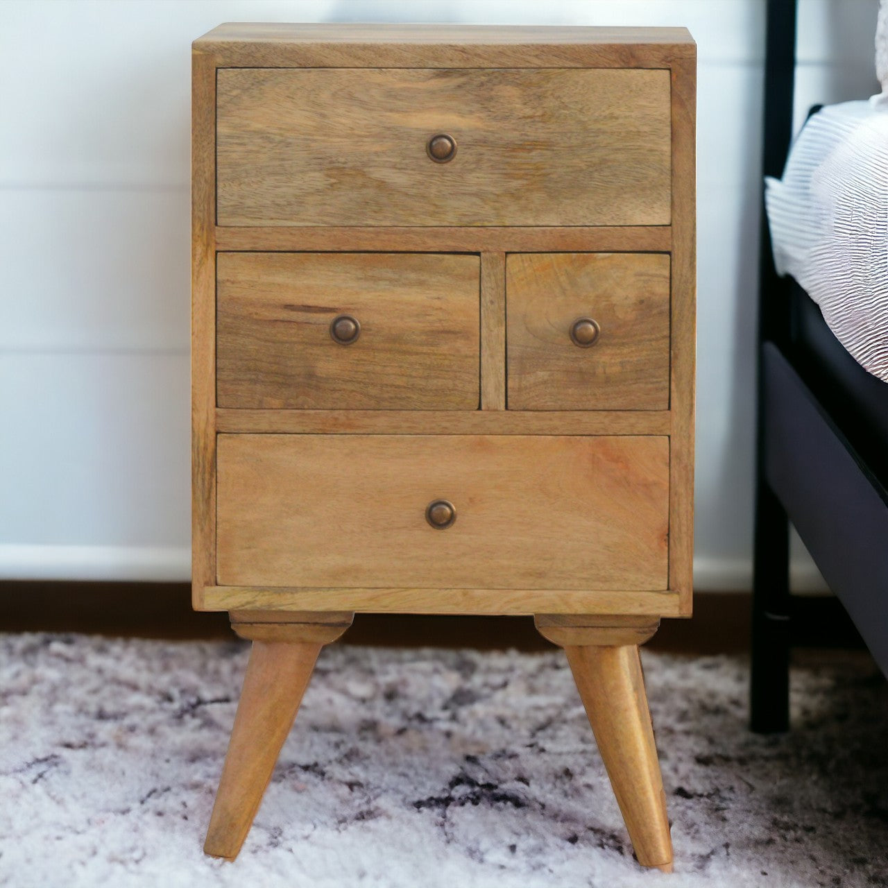 Nordic Style 4 Drawer Multi Bedside Table