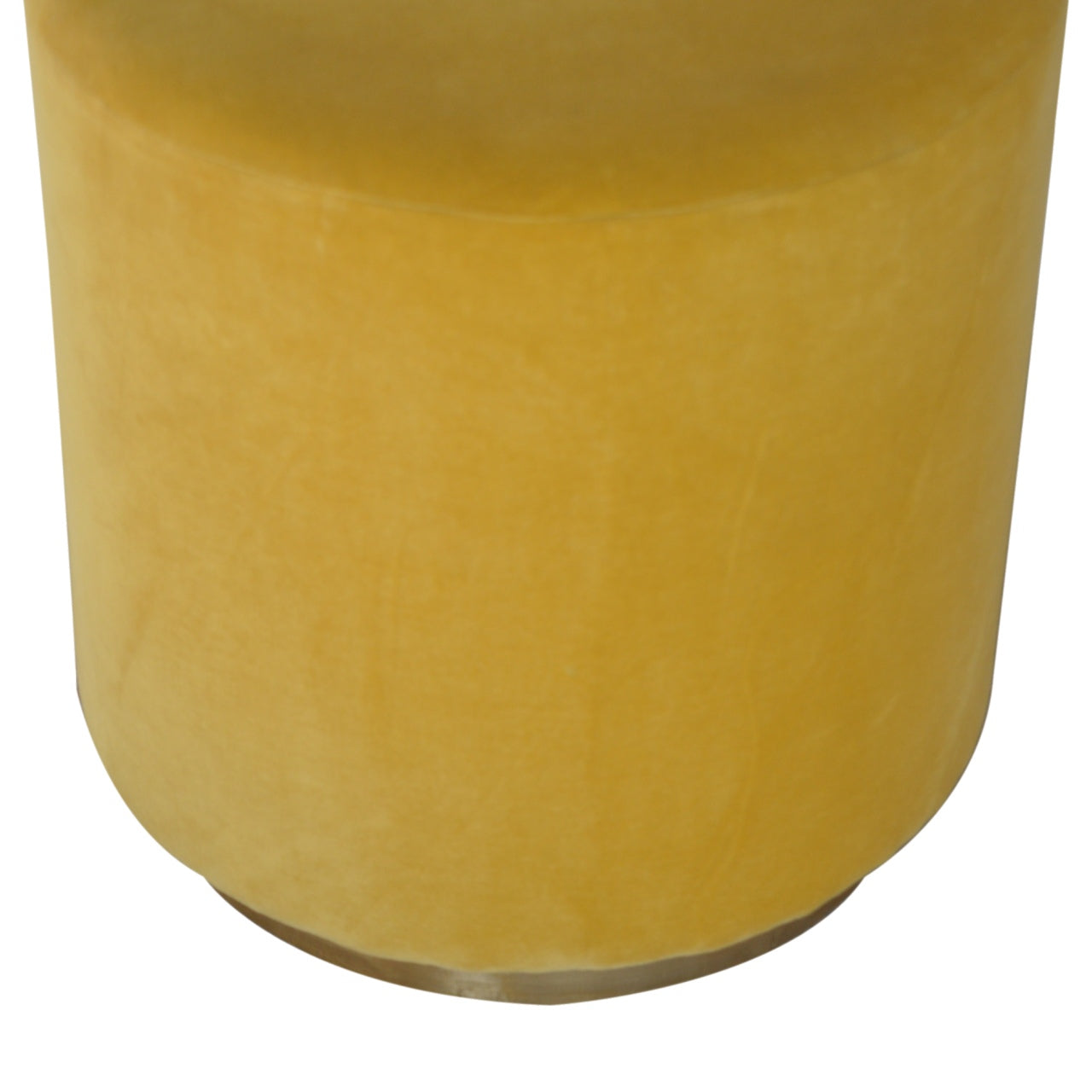 Mustard Velvet Footstool with Gold Base