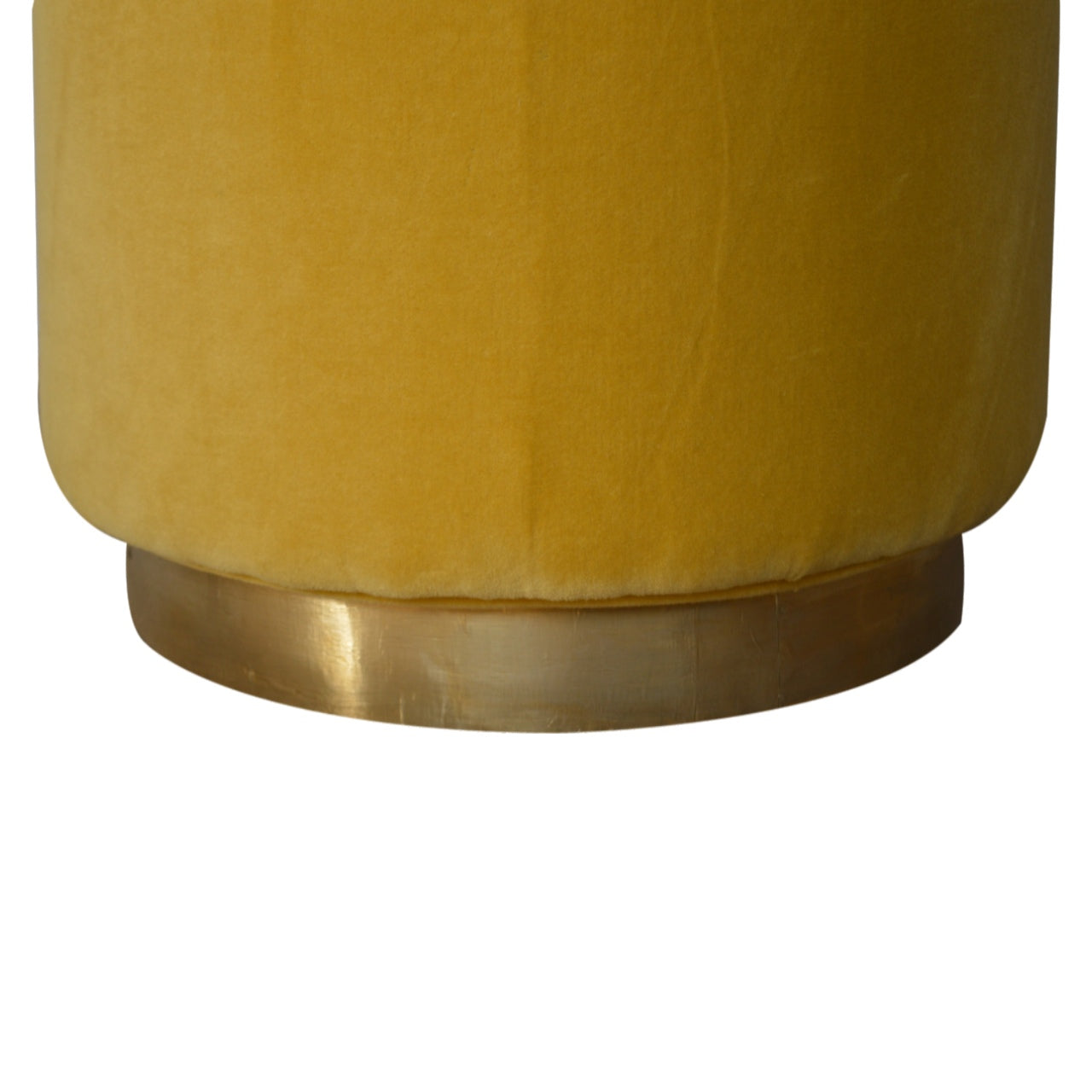 Mustard Velvet Footstool with Gold Base