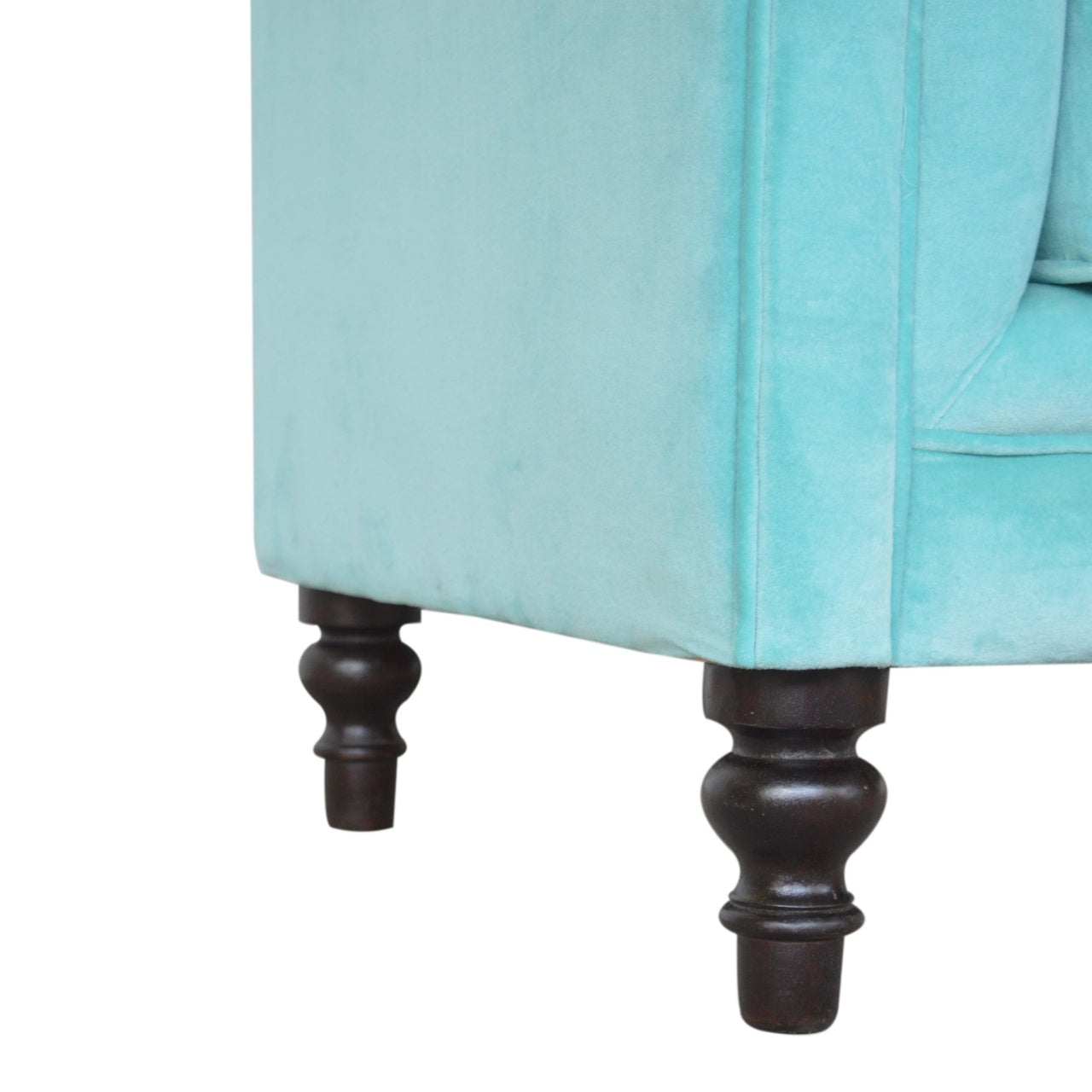 Aqua Velvet Chesterfield Armchair