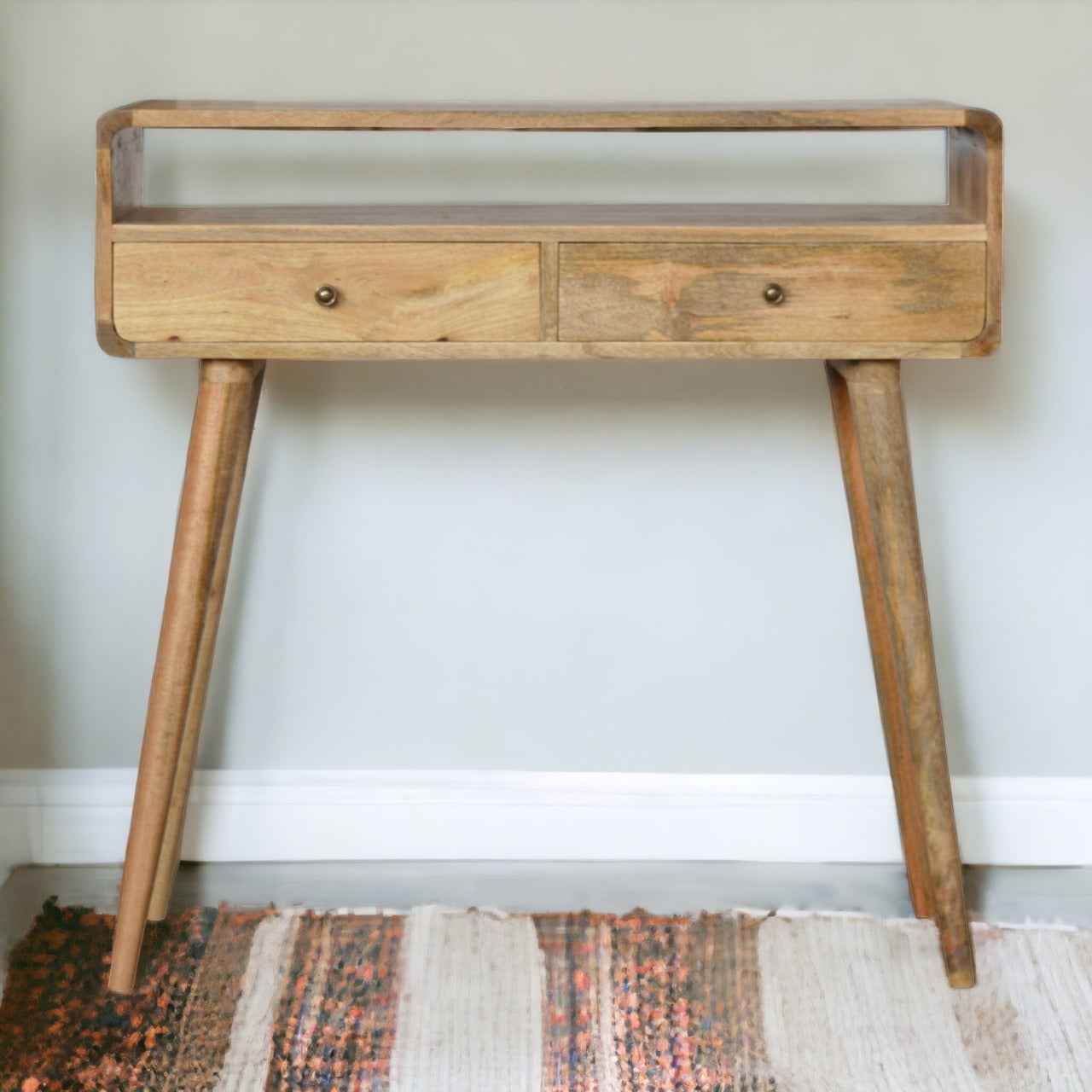 Curved Oak-ish Console Table